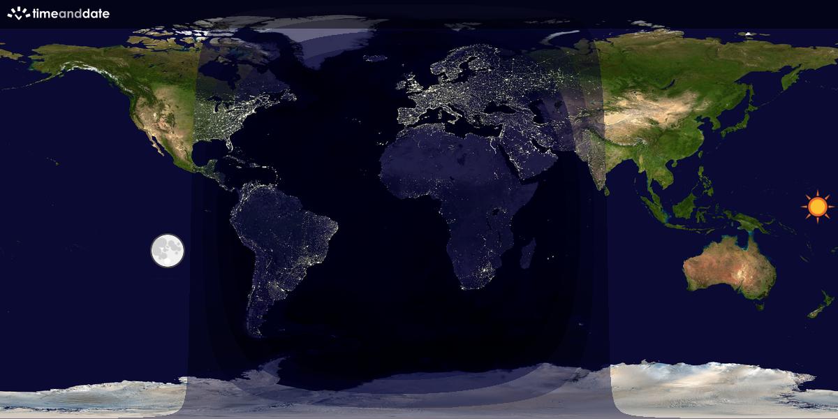 Verdenskart som viser dag og natt 