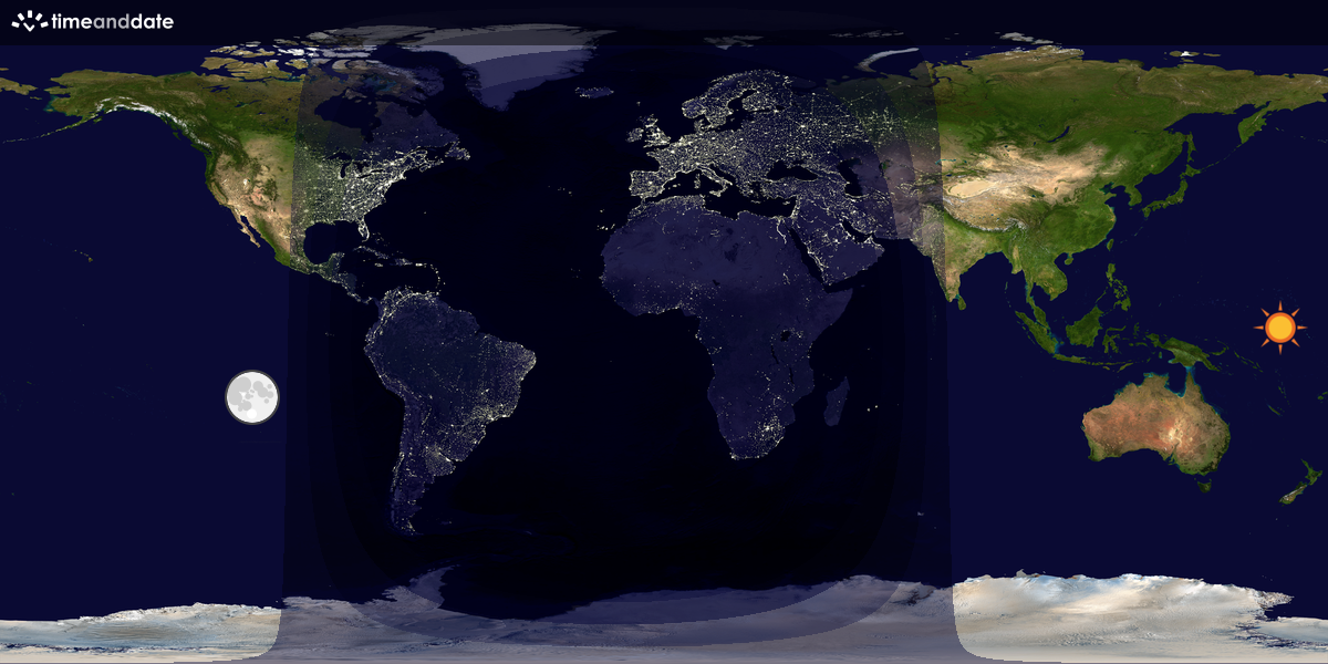 Verdenskart som viser dag og natt 