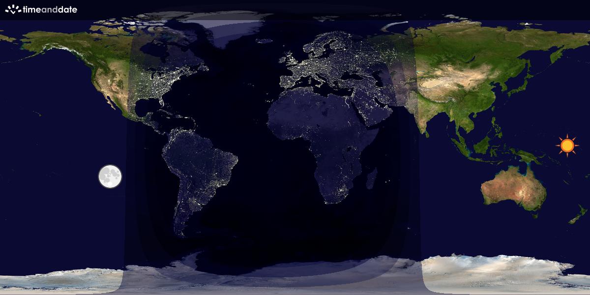 Verdenskart som viser dag og natt 