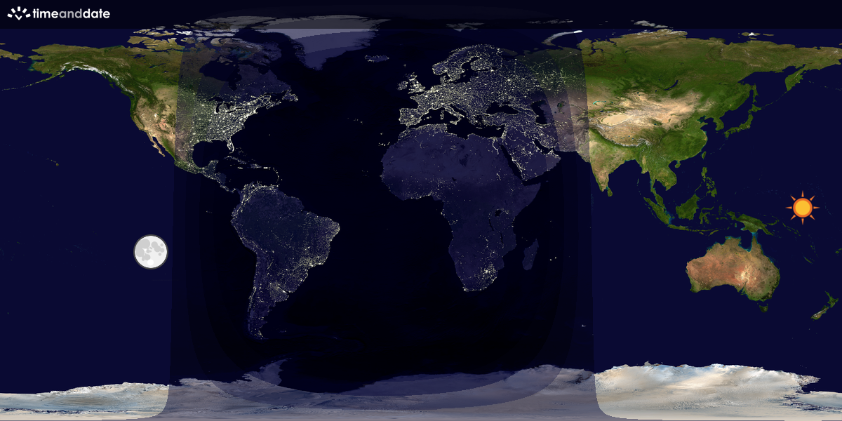 Verdenskart som viser dag og natt 