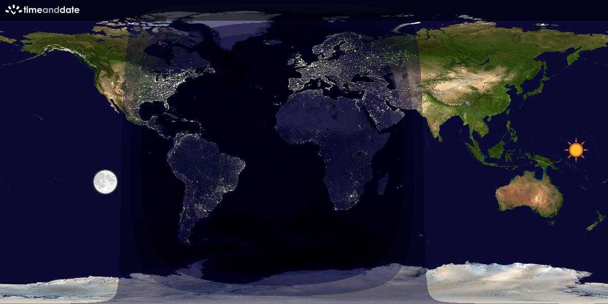 Verdenskart som viser dag og natt 