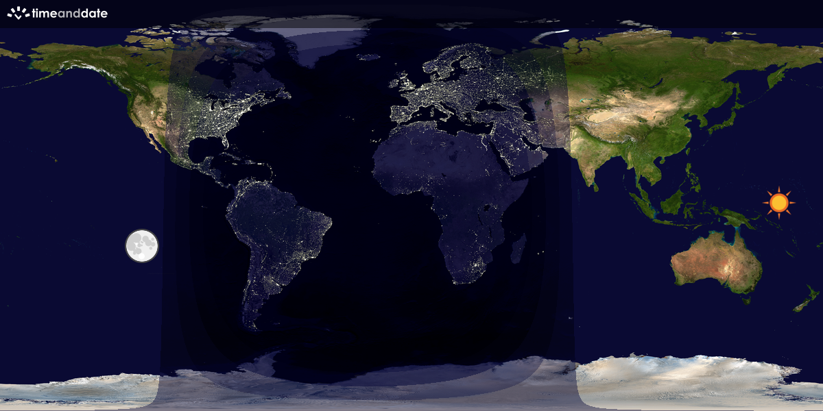 Verdenskart som viser dag og natt 