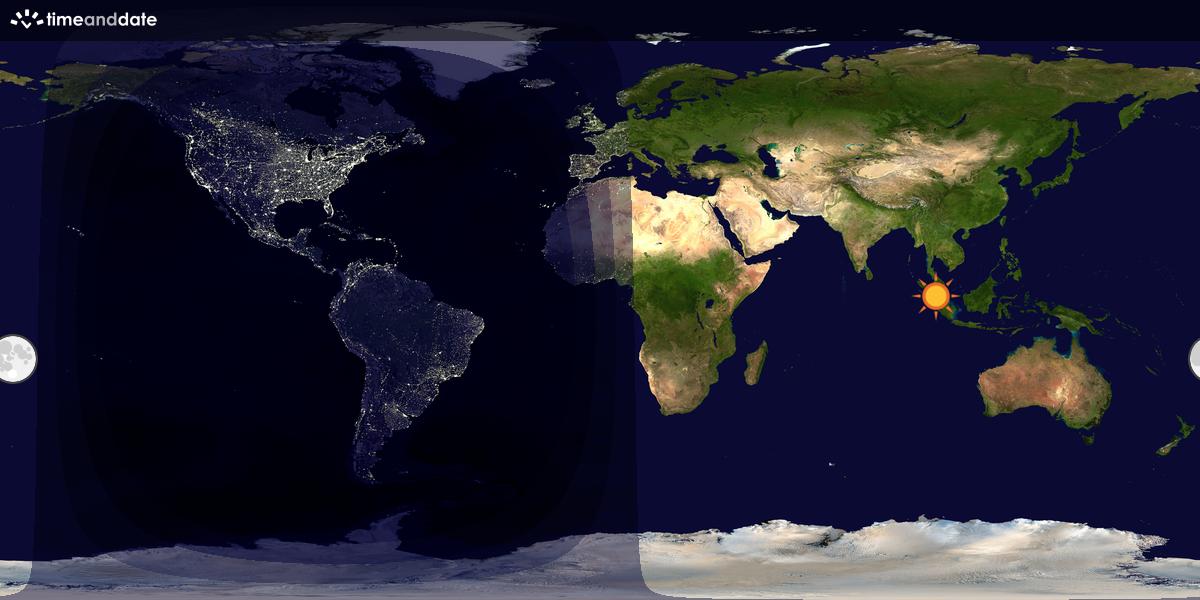 Verdenskart som viser dag og natt 