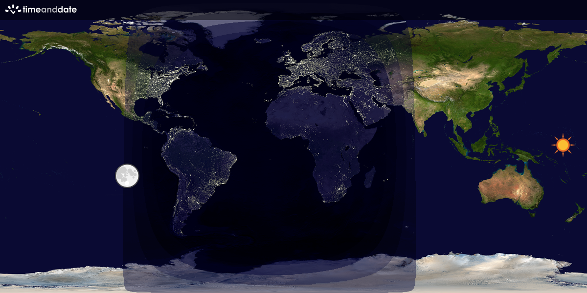 Verdenskart som viser dag og natt 