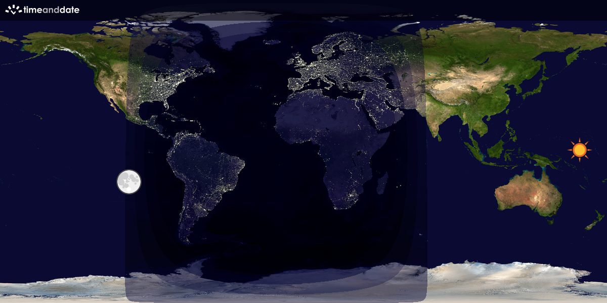 Verdenskart som viser dag og natt 