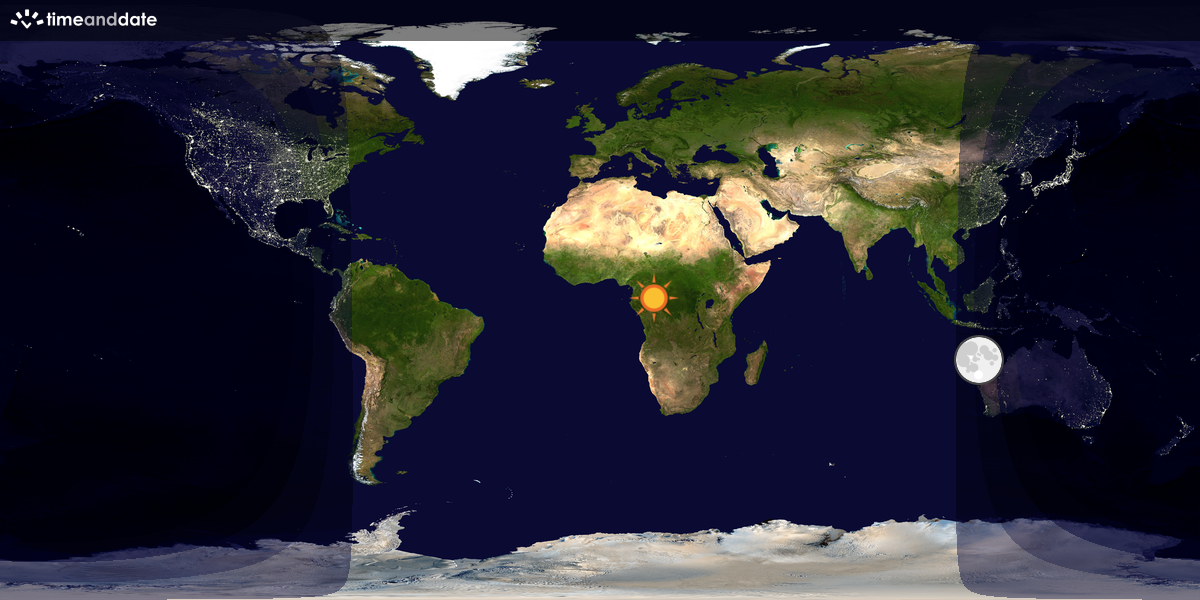 Verdenskart som viser dag og natt 