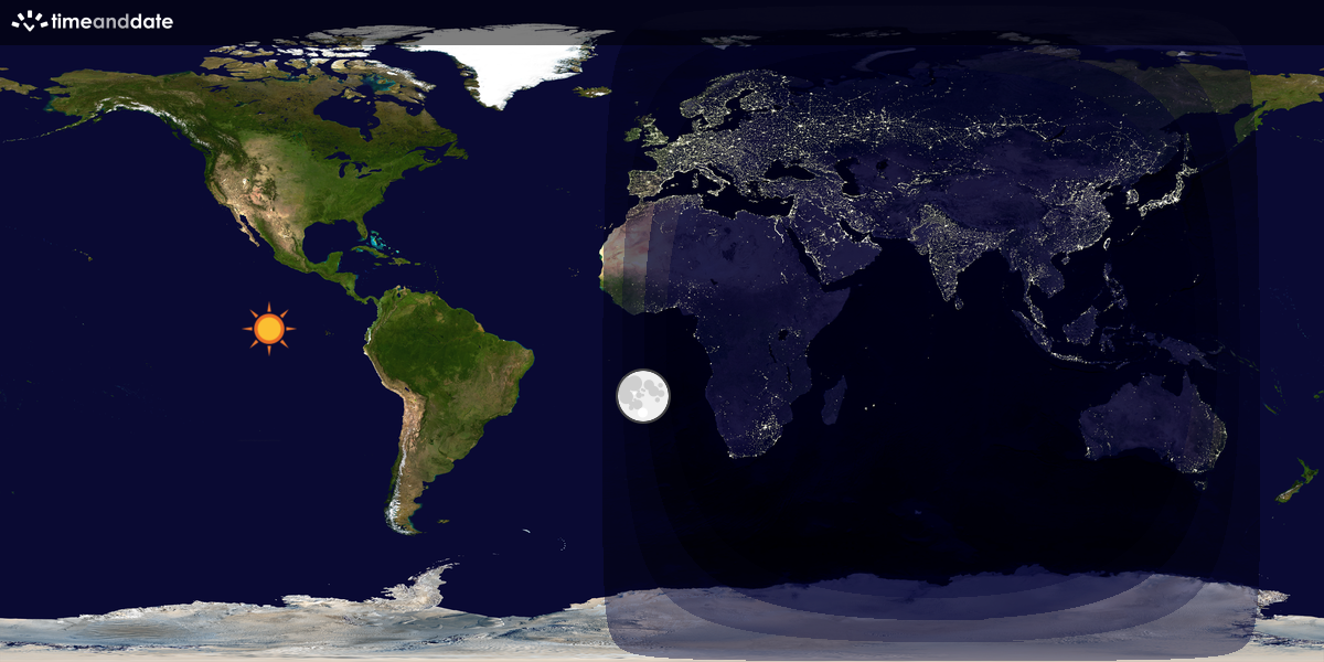 Verdenskart som viser dag og natt 