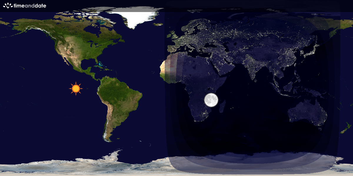 Verdenskart som viser dag og natt 