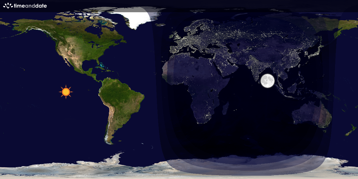 Verdenskart som viser dag og natt 