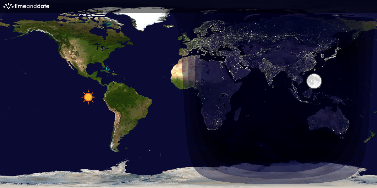 Verdenskart som viser dag og natt 