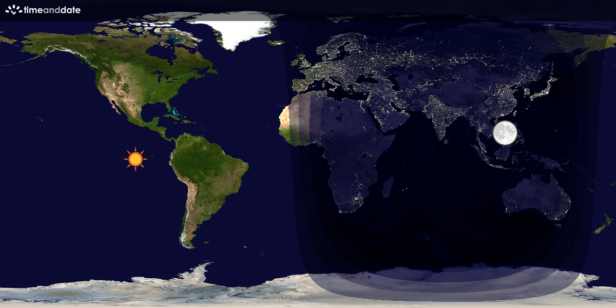 Verdenskart som viser dag og natt 