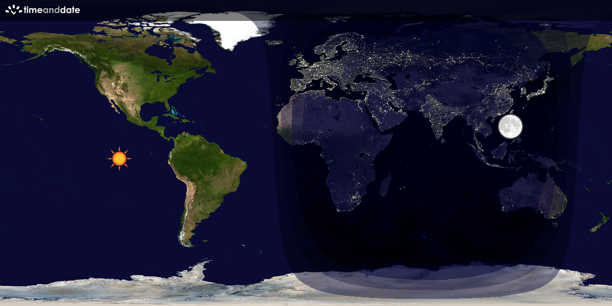Verdenskart som viser dag og natt 