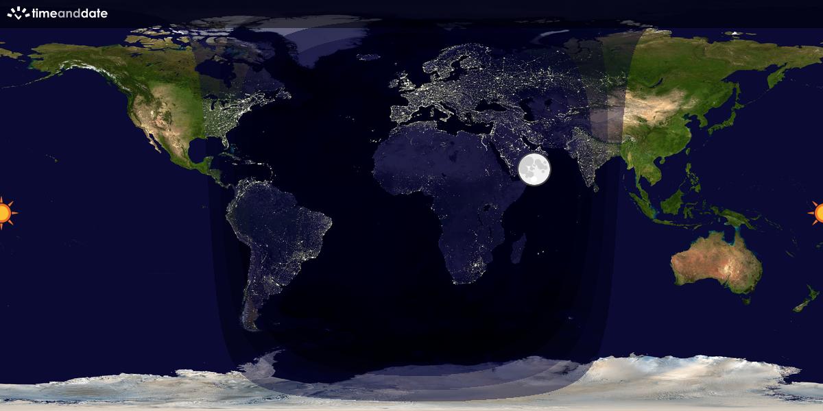 Verdenskart som viser dag og natt 