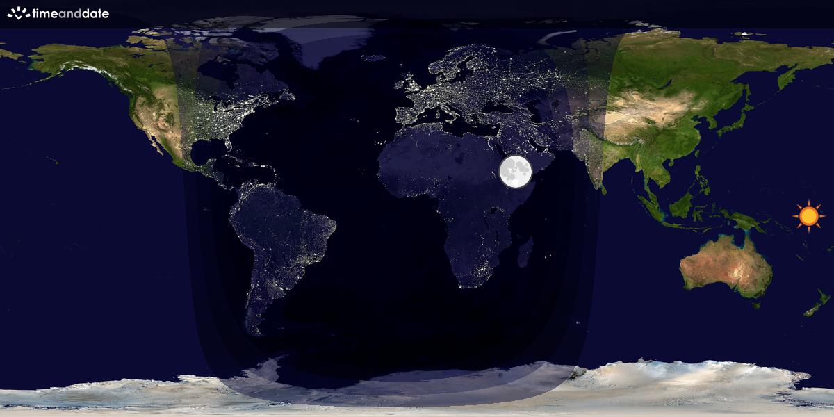 Verdenskart som viser dag og natt 