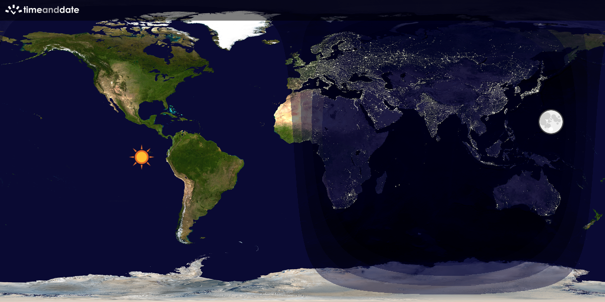 Verdenskart som viser dag og natt 