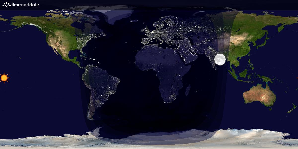 Verdenskart som viser dag og natt 