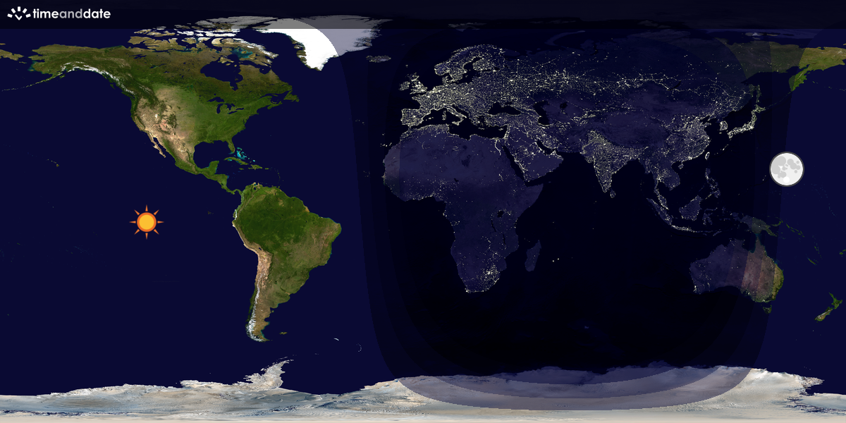 Verdenskart som viser dag og natt 
