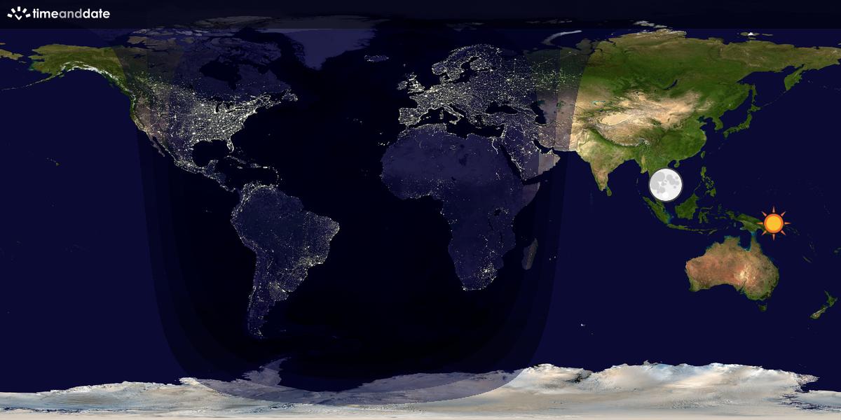 Verdenskart som viser dag og natt 