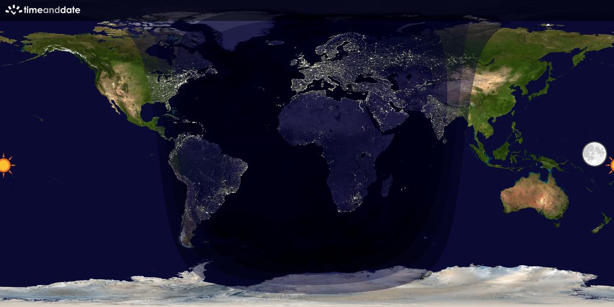 Verdenskart som viser dag og natt 