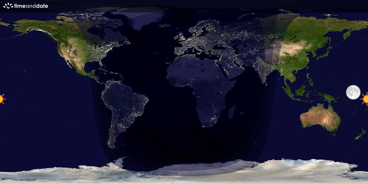 Verdenskart som viser dag og natt 