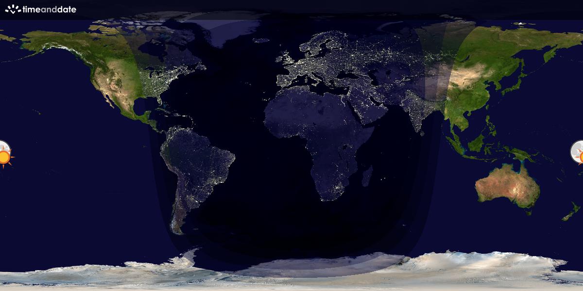 Verdenskart som viser dag og natt 