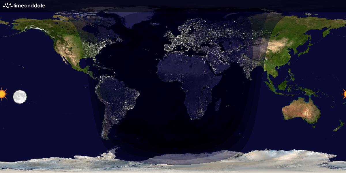 Verdenskart som viser dag og natt 