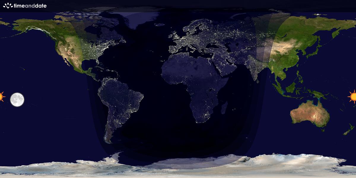 Verdenskart som viser dag og natt 