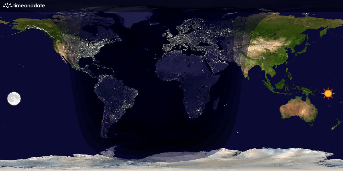 Verdenskart som viser dag og natt 