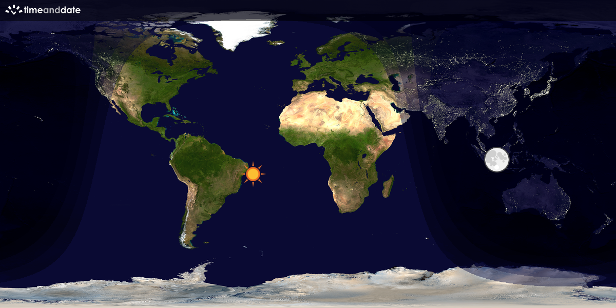 Verdenskart som viser dag og natt 