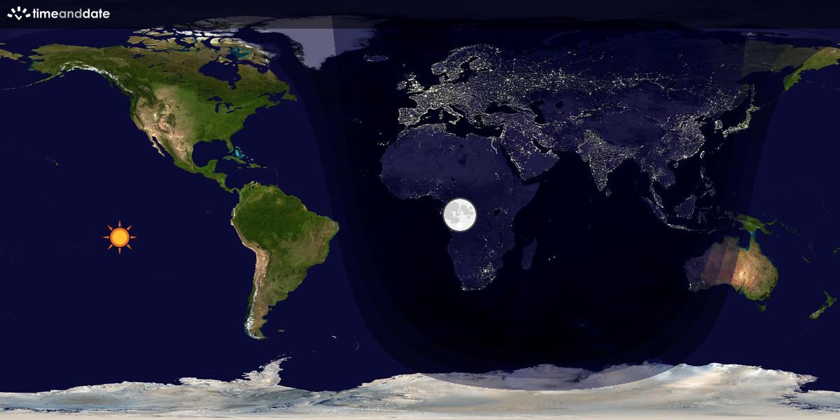 Verdenskart som viser dag og natt 