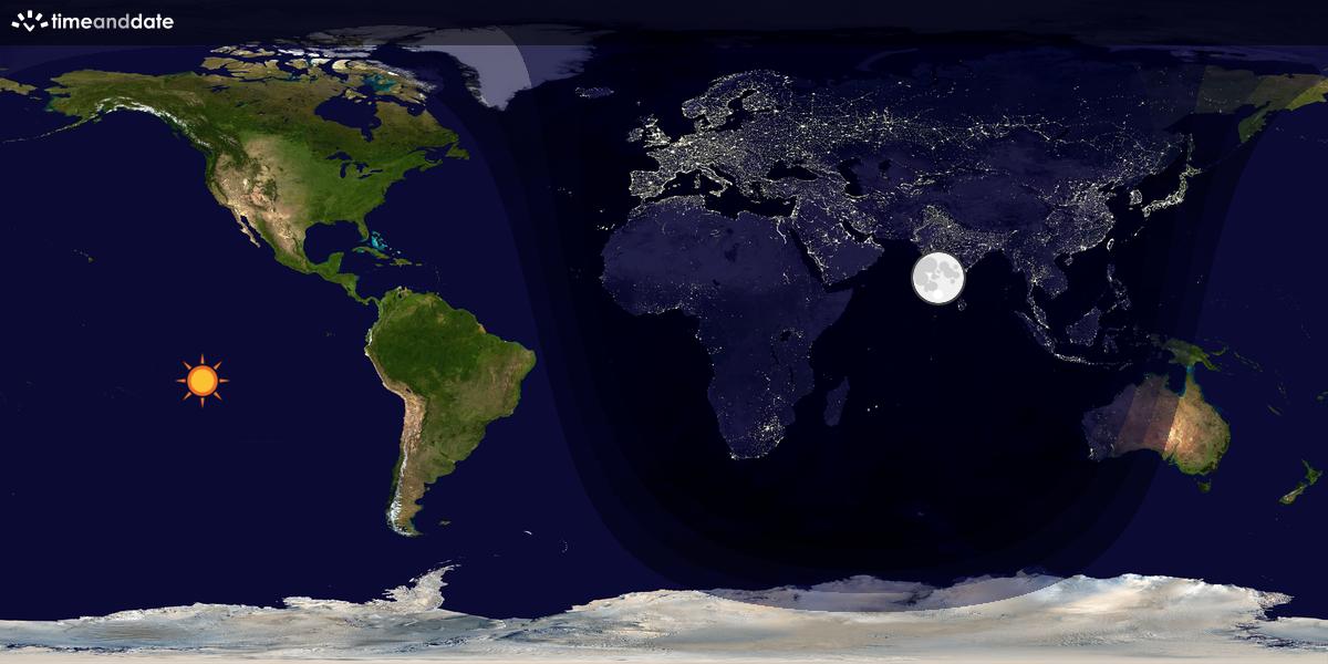 Verdenskart som viser dag og natt 
