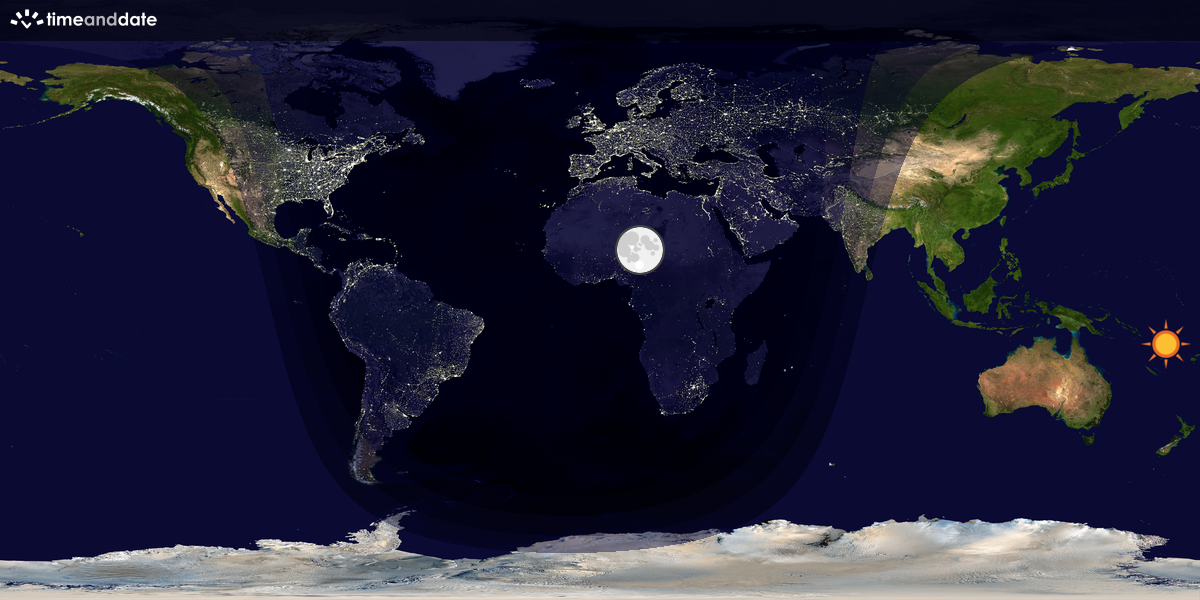 Verdenskart som viser dag og natt 