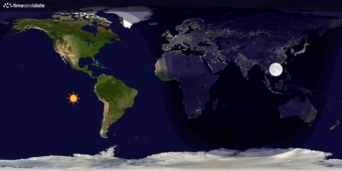 Verdenskart som viser dag og natt 