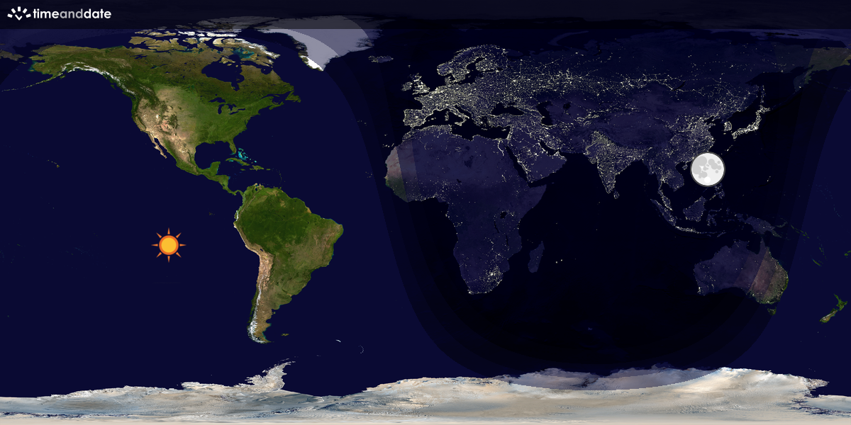 Verdenskart som viser dag og natt 