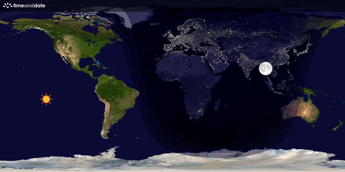 Verdenskart som viser dag og natt 