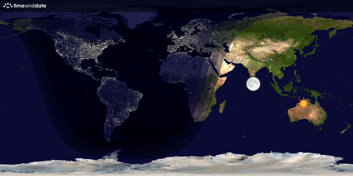Verdenskart som viser dag og natt 
