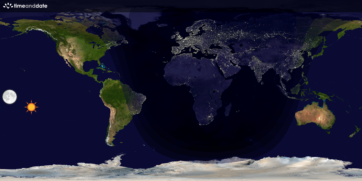 Verdenskart som viser dag og natt 