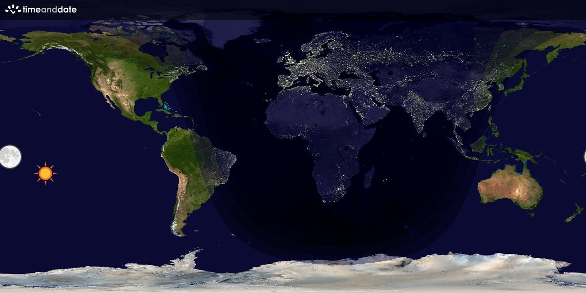 Verdenskart som viser dag og natt 