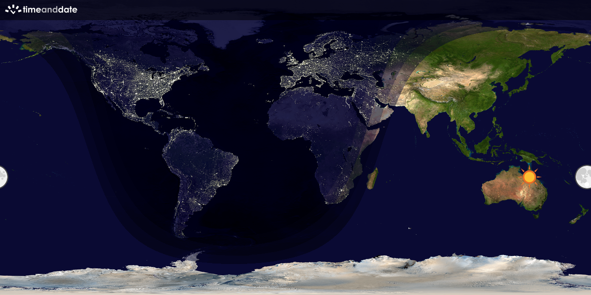Verdenskart som viser dag og natt 