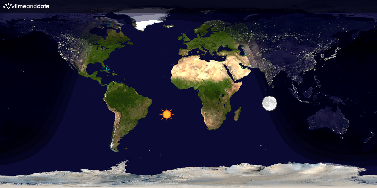 Verdenskart som viser dag og natt 