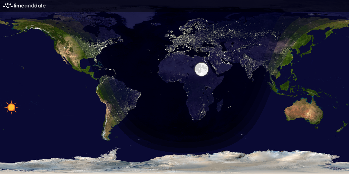 Verdenskart som viser dag og natt 
