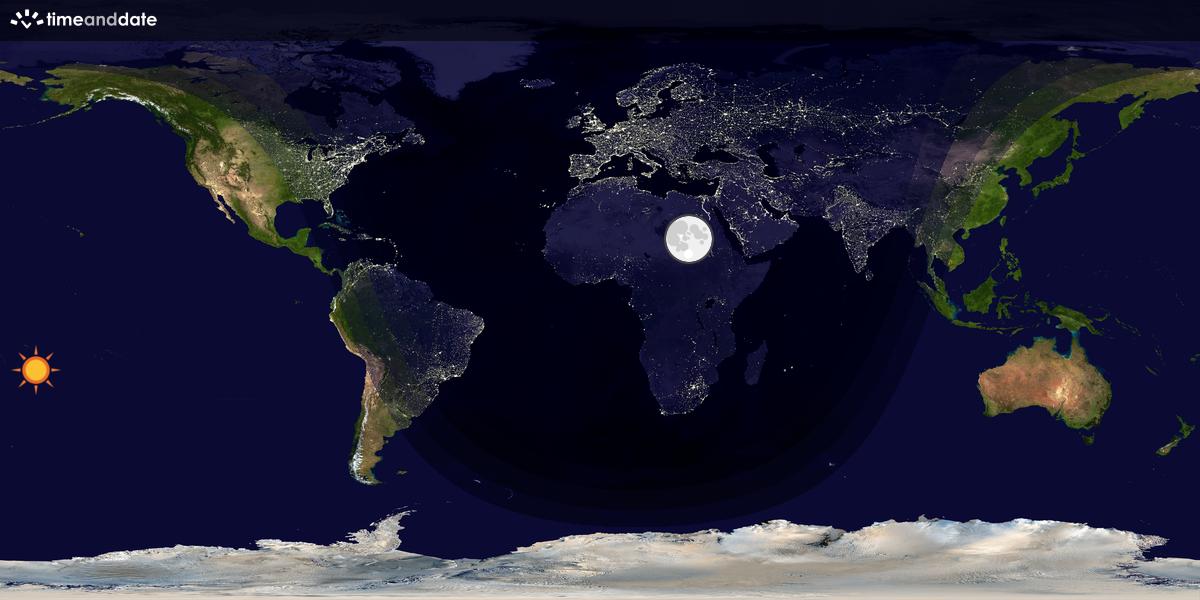 Verdenskart som viser dag og natt 