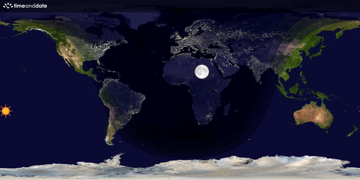 Verdenskart som viser dag og natt 
