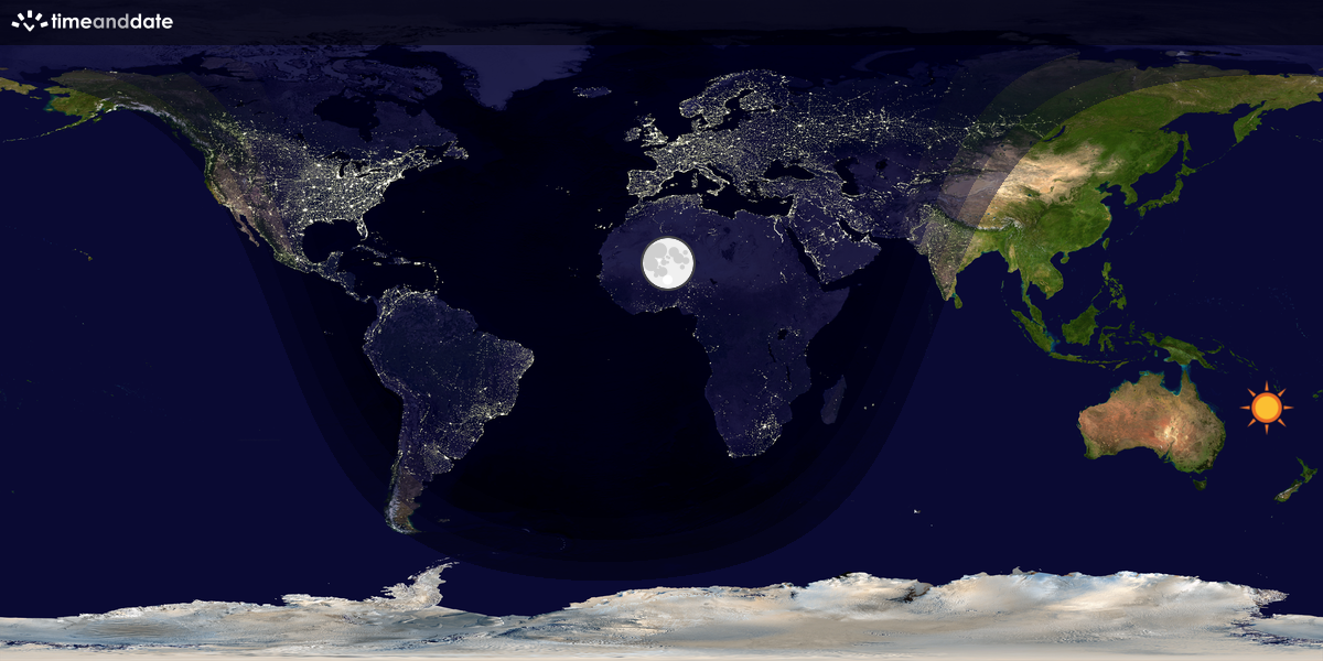Verdenskart som viser dag og natt 