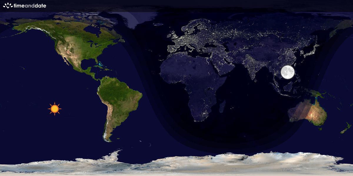 Verdenskart som viser dag og natt 