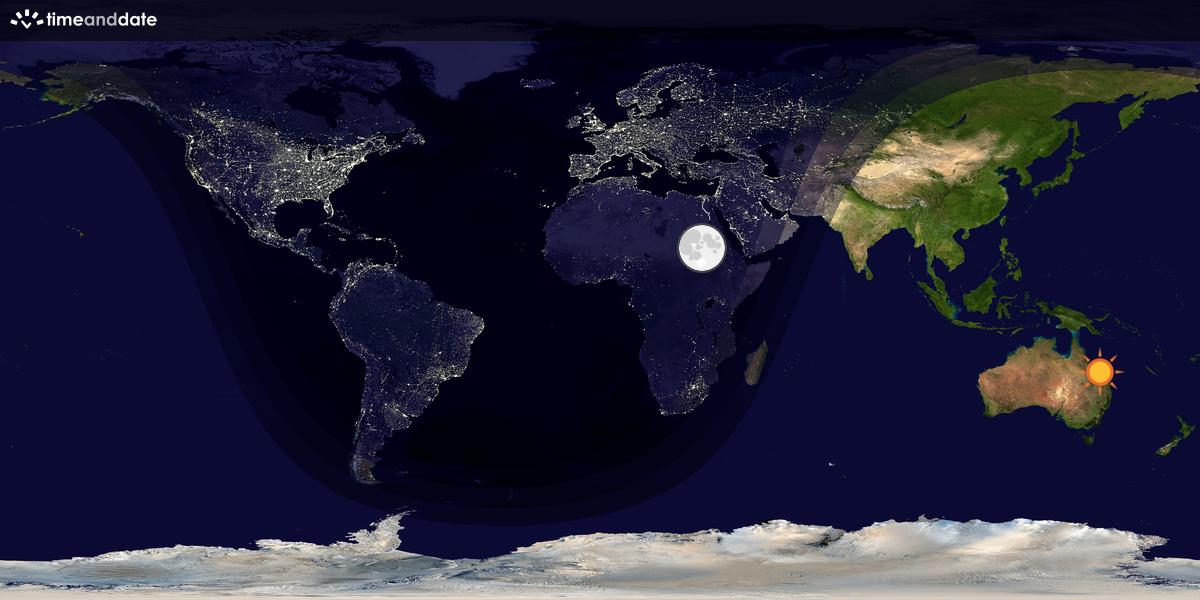 Verdenskart som viser dag og natt 
