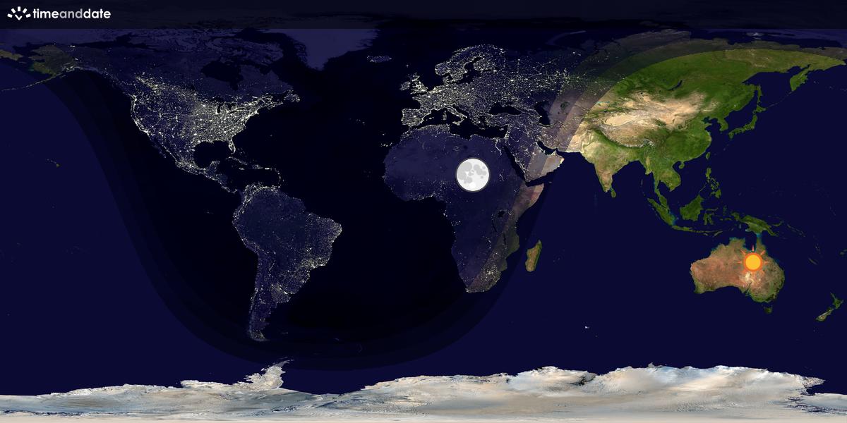 Verdenskart som viser dag og natt 