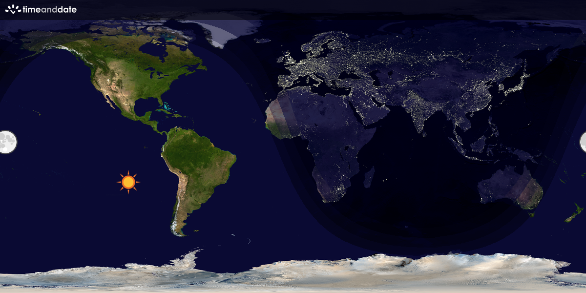 Verdenskart som viser dag og natt 