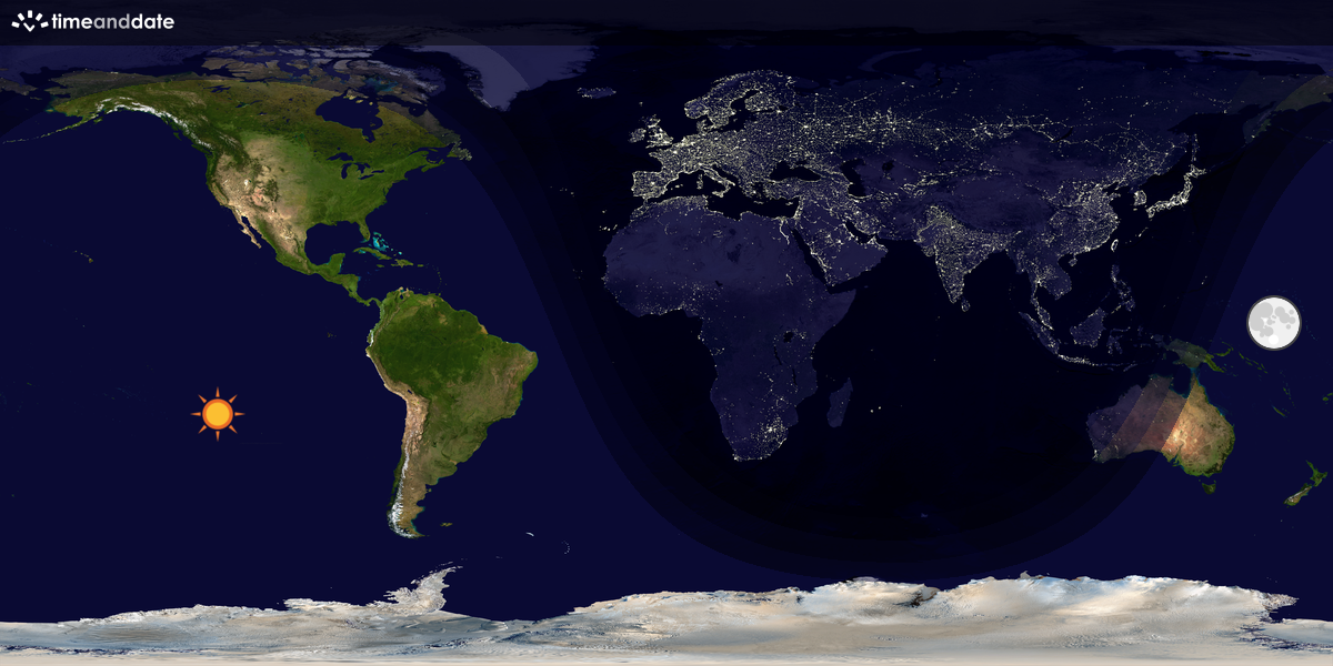 Verdenskart som viser dag og natt 