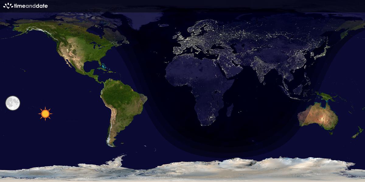 Verdenskart som viser dag og natt 